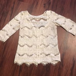 Zara Collection Delicate Cream Lace Top Size XS